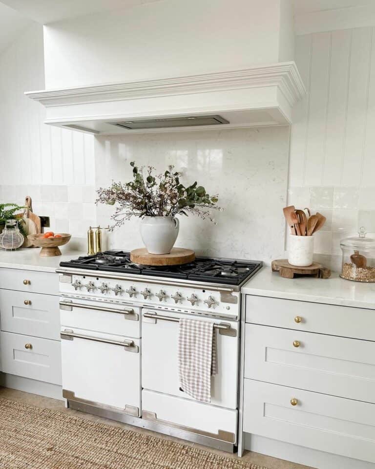 Vintage range and tile walls