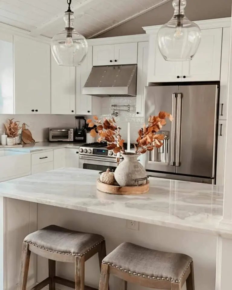 White and Gray Marble Island