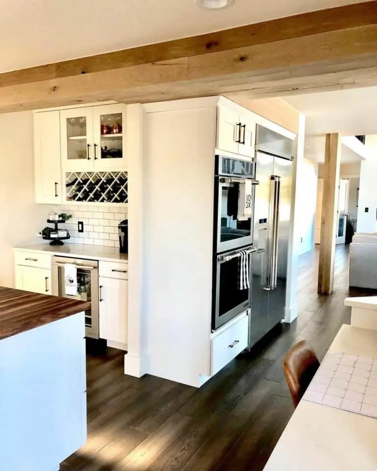 White Cabinets and Wood Beams