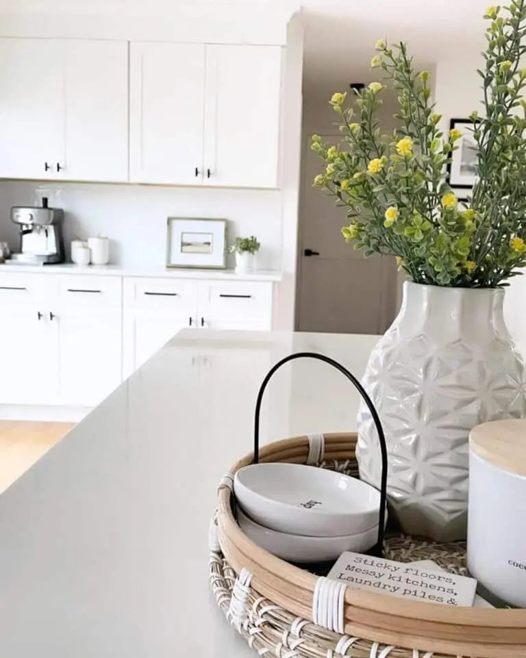 White Countertop with Yellow Flowers