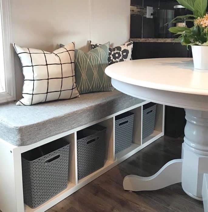 White dinette with built-in bench