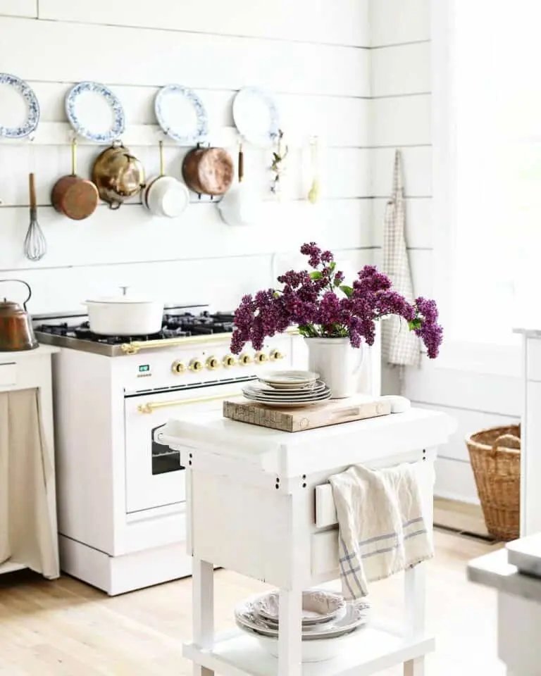 White kitchen island cart