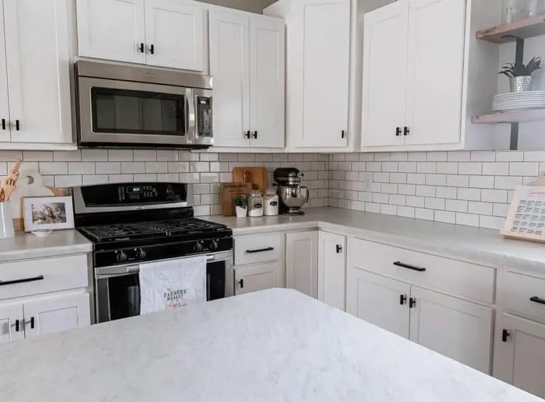 White Shaker Cabinets with Subway Tile
