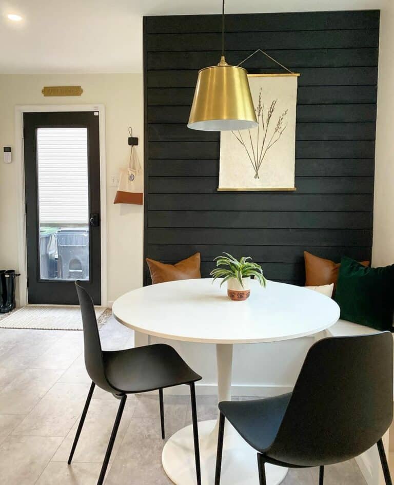 White table, black chairs