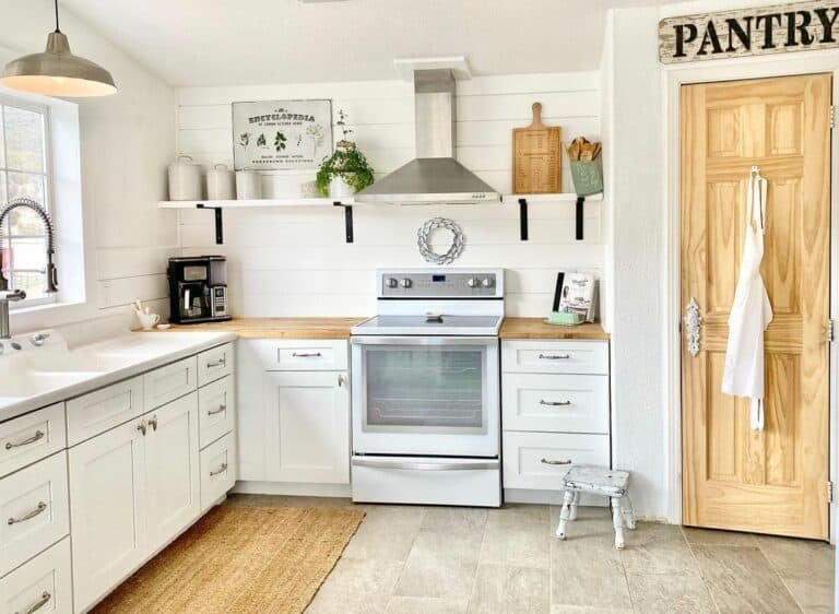 Wood and White Farmhouse Kitchen