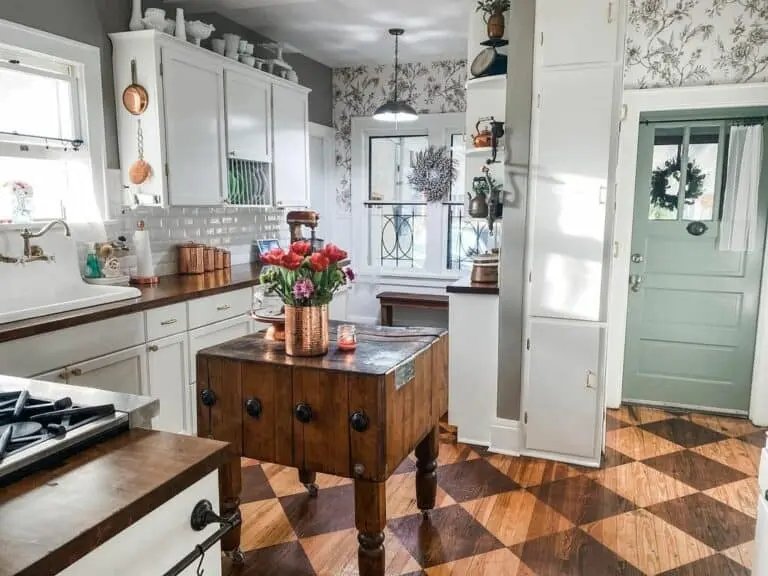 Wood Checkered Floor Kitchen