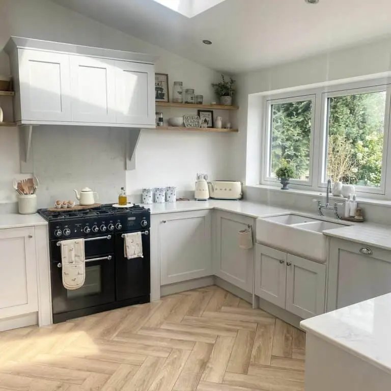 Wood herringbone floor
