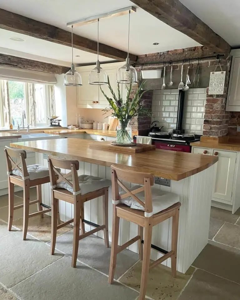 Wooden Countertops and Brick Accents