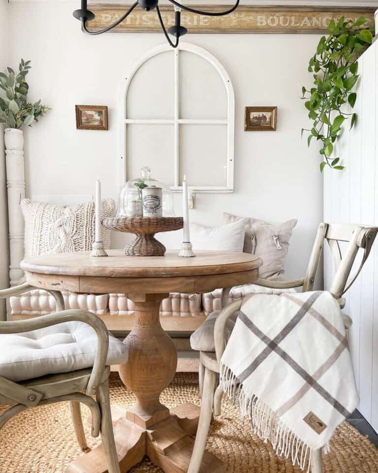 Wooden farmhouse table nook