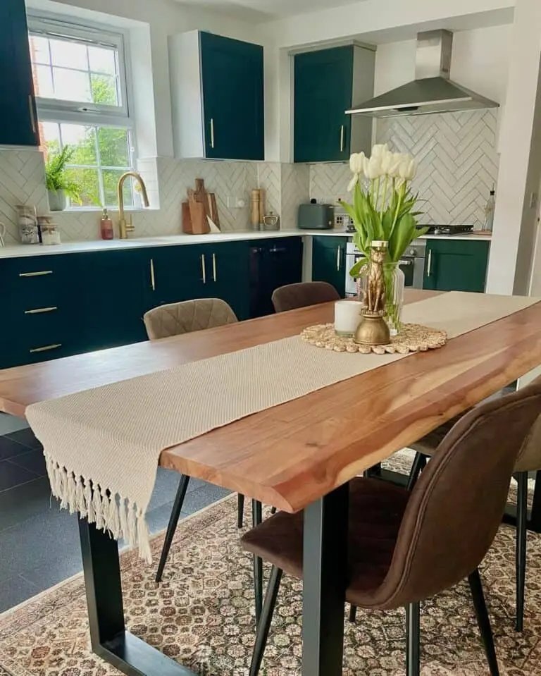 Wooden Table in Dark Kitchen